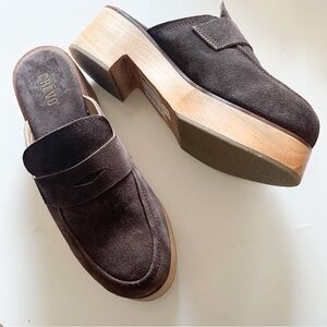 Crevo Dark Brown Suede Clogs